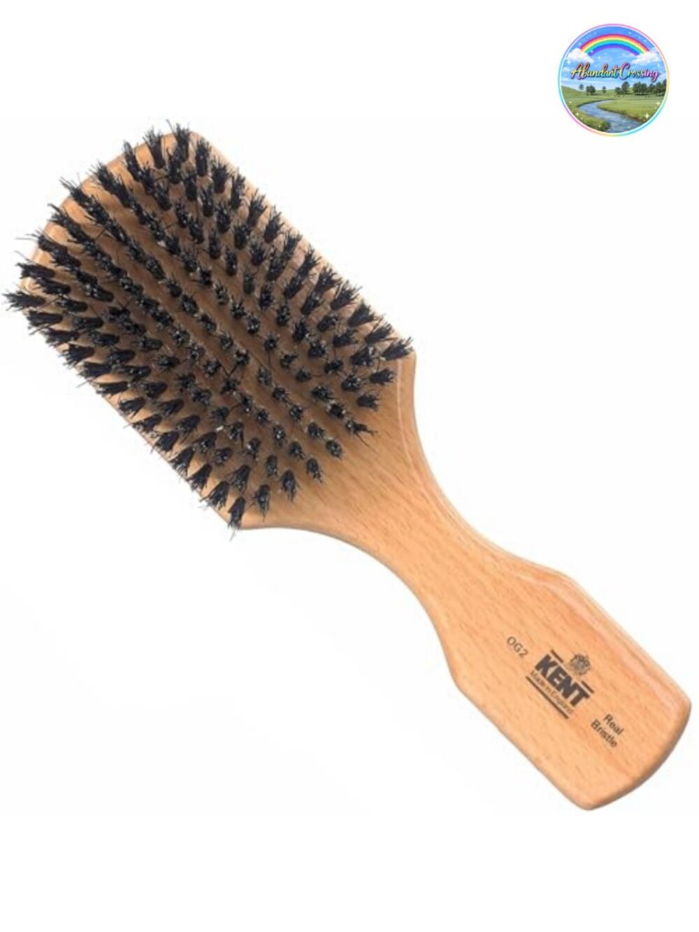 Natural Boar Bristle Hair Brush, Beechwood, Travel Size with Cleaner